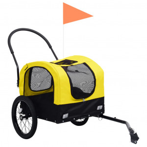 Reboque bicicletas/carrinho para animais 2-em-1 amarelo/preto H