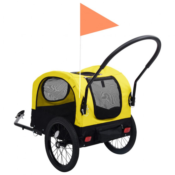 Reboque bicicletas/carrinho para animais 2-em-1 amarelo/preto M 5