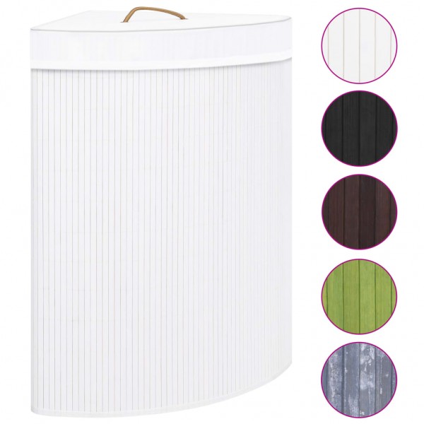 Cesto de canto para roupa suja 60 L bambu branco M 2