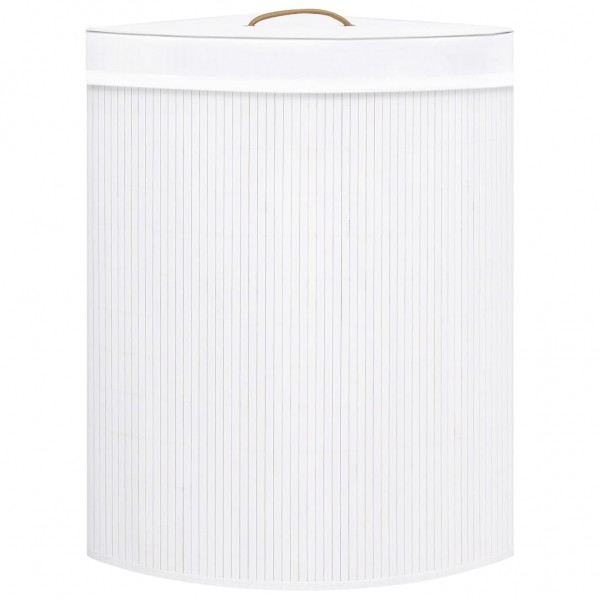 Cesto de canto para roupa suja 60 L bambu branco M 4