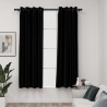 Cortinas opacas aspeto linho c/ ilhós 2 pcs 140x175 cm preto 1
