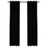 Cortinas opacas aspeto linho c/ ilhós 2 pcs 140x245 cm preto 2