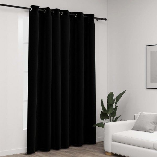 Cortina opaca con ojales look de lino negro 290x245 cm D
