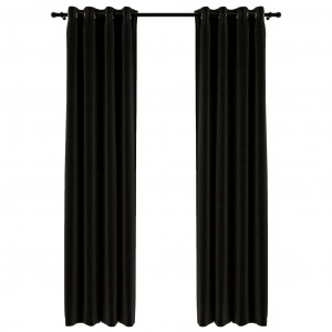 Cortina opaca con ojales look lino 2 pzas antracita 140x225 cm H