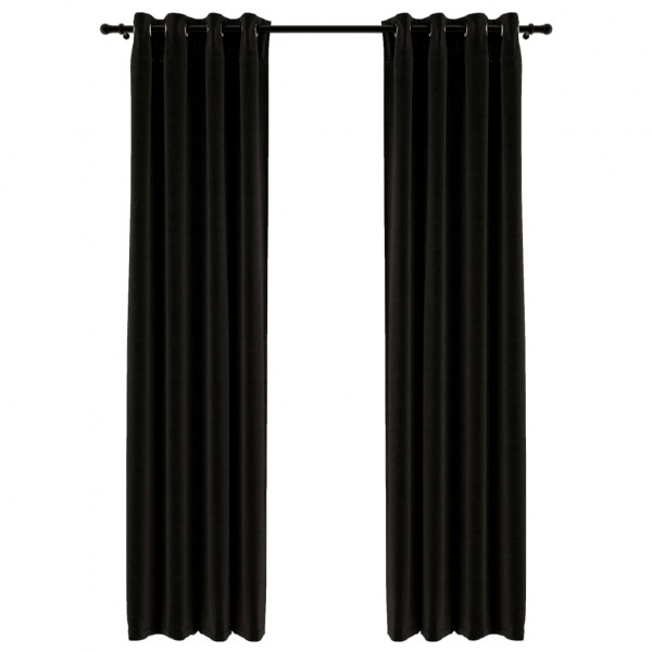 Cortina opaca con ojales look lino 2 pzas antracita 140x225 cm M 2