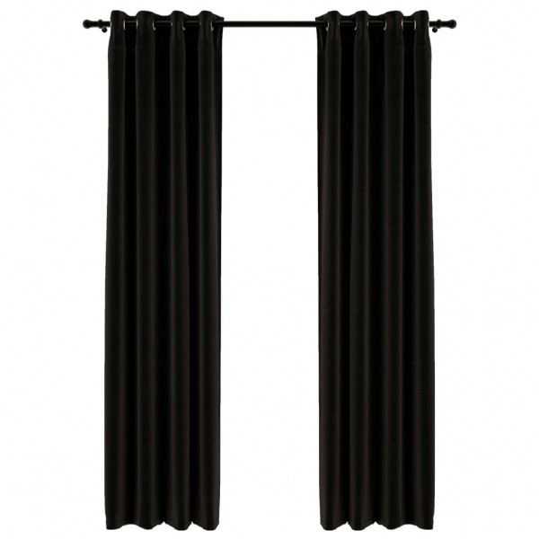Cortina opaca con ojales look lino 2 pzas antracita 140x245 cm M 2