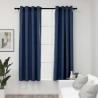 Cortinas opacas con ojales look de lino 2 pzas azul 140x175 cm 1