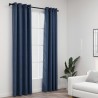 Cortinas opacas aspeto linho c/ ilhós 2 pcs 140x225 cm azul 1