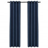 Cortinas opacas aspeto linho c/ ilhós 2 pcs 140x225 cm azul 2