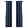 Cortinas opacas aspeto linho c/ ilhós 2 pcs 140x245 cm azul 2