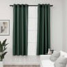 Cortinas opacas con ojales look de lino 2 pzas verde 140x175 cm 1