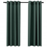 Cortinas opacas con ojales look de lino 2 pzas verde 140x175 cm 2