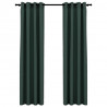 Cortinas opacas aspeto linho c/ ilhós 2 pcs 140x225 cm verde 2