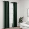 Cortinas opacas aspeto linho c/ ilhós 2 pcs 140x245 cm verde 1
