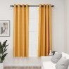 Cortinas opacas aspeto linho c/ ilhós 2 pcs 140x175 cm amarelo 1