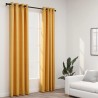 Cortinas opacas aspeto linho c/ ilhós 2 pcs 140x225 cm amarelo 1