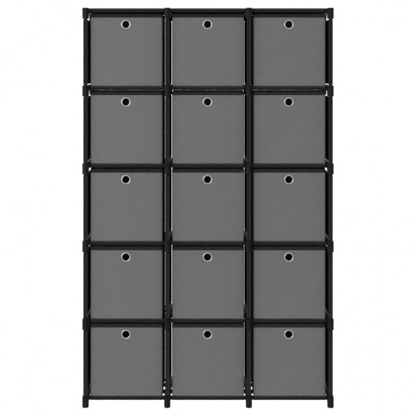 Estantería de 15 cubos con cajas tela negra 103x30x175.5 cm M 3