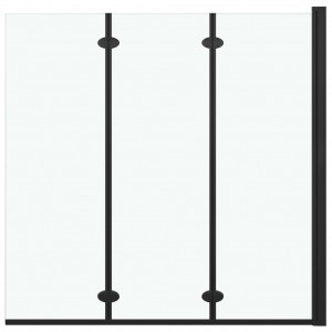 Divisória de chuveiro dobrável 3 painéis ESG 130x138 cm preto H