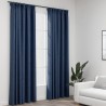 Cortinas opacas con ganchos look de lino 2 pzas azul 140x225 cm 1