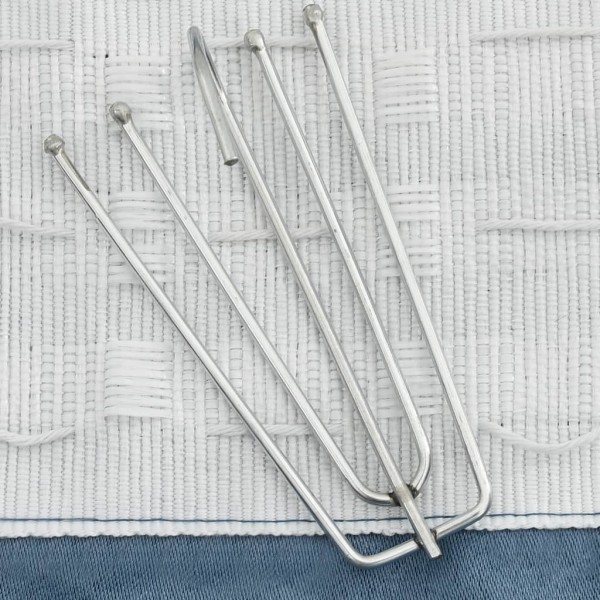 Cortinas opacas con ganchos look de lino 2 pzas azul 140x225 cm M 3