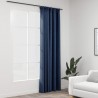 Cortinas opacas aspeto linho com ganchos 290x245 cm azul 1