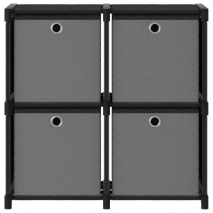 Estantería de 4 cubos con cajas de tela negra 69x30x72.5 cm H