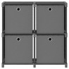 Unidade prateleiras 4 cubos c/ caixas 69x30x72.5cm tecido cinza 3