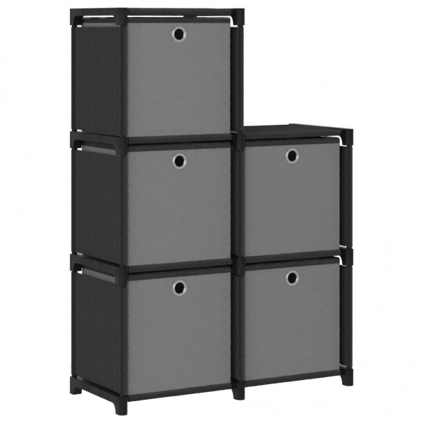 Estantería de 5 cubos con cajas tela negra 103x30x72.5 cm D