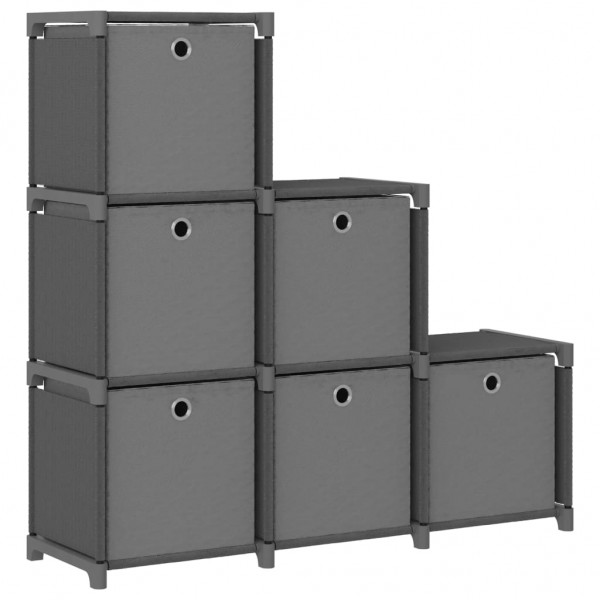 Estantería de 6 cubos con cajas tela gris 103x30x72.5 cm D