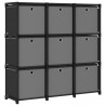 Estantería de 9 cubos con cajas tela negra 103x30x107.5 cm 1