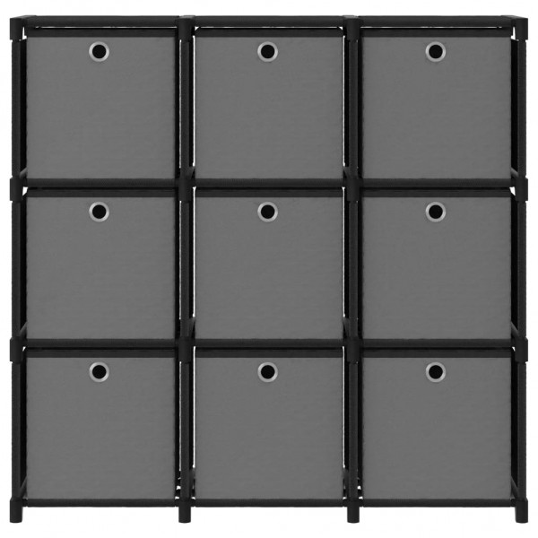 Estantería de 9 cubos con cajas tela negra 103x30x107.5 cm M 3
