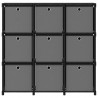 Estantería de 9 cubos con cajas tela negra 103x30x107.5 cm 3
