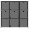 Estantería de 9 cubos con cajas tela gris 103x30x107.5 cm 3
