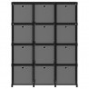 Estantería de 12 cubos con cajas tela negra 103x30x141 cm 3