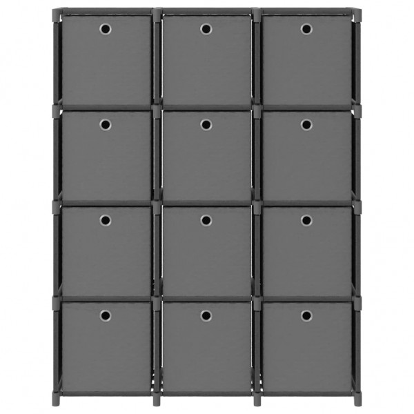 Estantería de 12 cubos con cajas tela gris 103x30x141 cm M 3