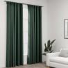 Cortinas opacas con ganchos look de lino 2 pzas verde 140x225cm 1