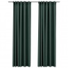 Cortinas opacas aspeto linho c/ ganchos 2 pcs 140x225 cm verde 2