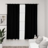 Cortinas opacas aspeto linho com ganchos 2 pcs 140x175 cm preto 1