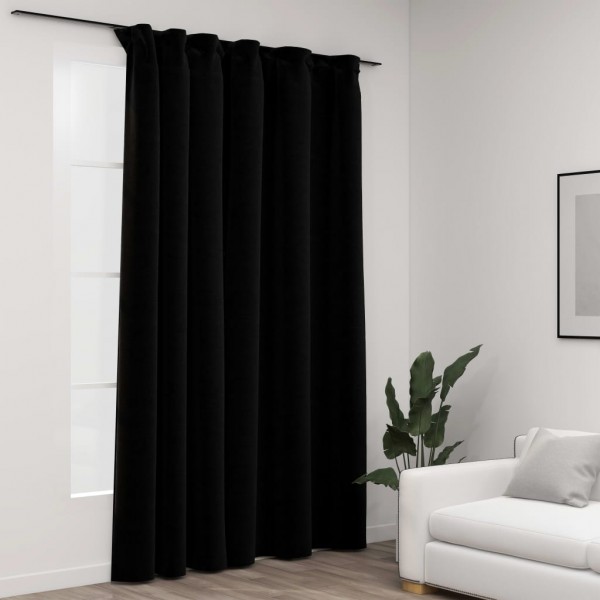 Cortina opaca con ganchos look de lino negro 290x245 cm D