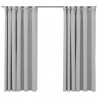 Cortinas opacas con ganchos look de lino 2 pzas gris 140x175 cm 2
