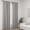 Cortinas opacas aspeto linho c/ ganchos 2pcs 140x225cm cinzento 1