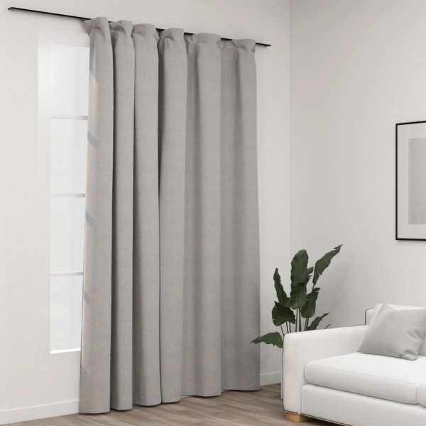 Cortina opaca con ganchos look de lino gris 290x245 cm D