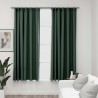 Cortinas opacas aspeto linho c/ ganchos 2 pcs 140x175 cm verde 1