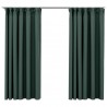 Cortinas opacas aspeto linho c/ ganchos 2 pcs 140x175 cm verde 2
