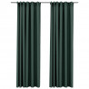 Cortinas opacas aspeto linho c/ ganchos 2 pcs 140x245 cm verde 2