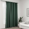 Cortina opaca con ganchos look de lino verde 290x245 cm 1