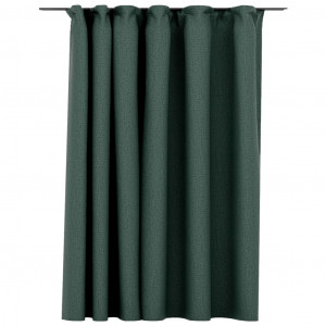 Cortinas opacas aspeto linho com ganchos 290x245 cm verde H