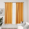 Cortinas opacas aspeto linho c/ ganchos 2 pcs 140x175cm amarelo 1