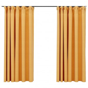 Cortinas opacas ganchos look de lino 2 pzas amarillo 140x175 cm H