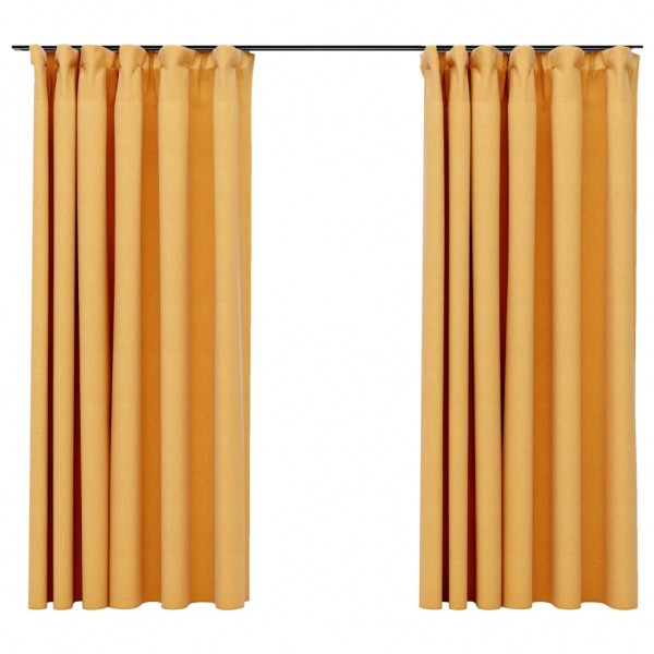 Cortinas opacas ganchos look de lino 2 pzas amarillo 140x175 cm M 2